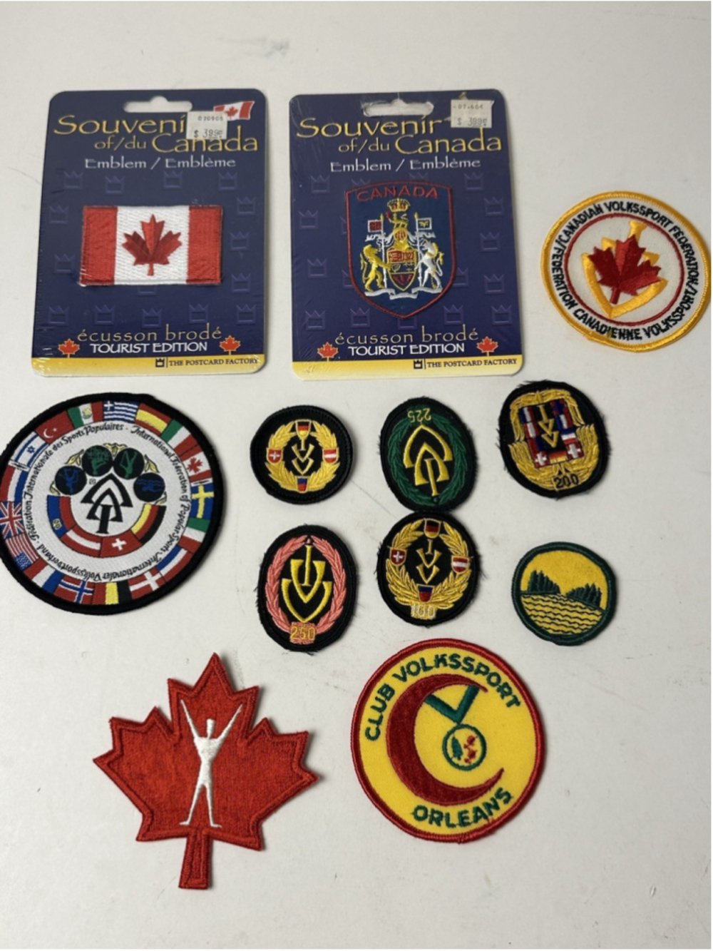 Lot of 12 Vintage Volkssport Walking Patches Canada Flag IVV Crest Emblem Orlean